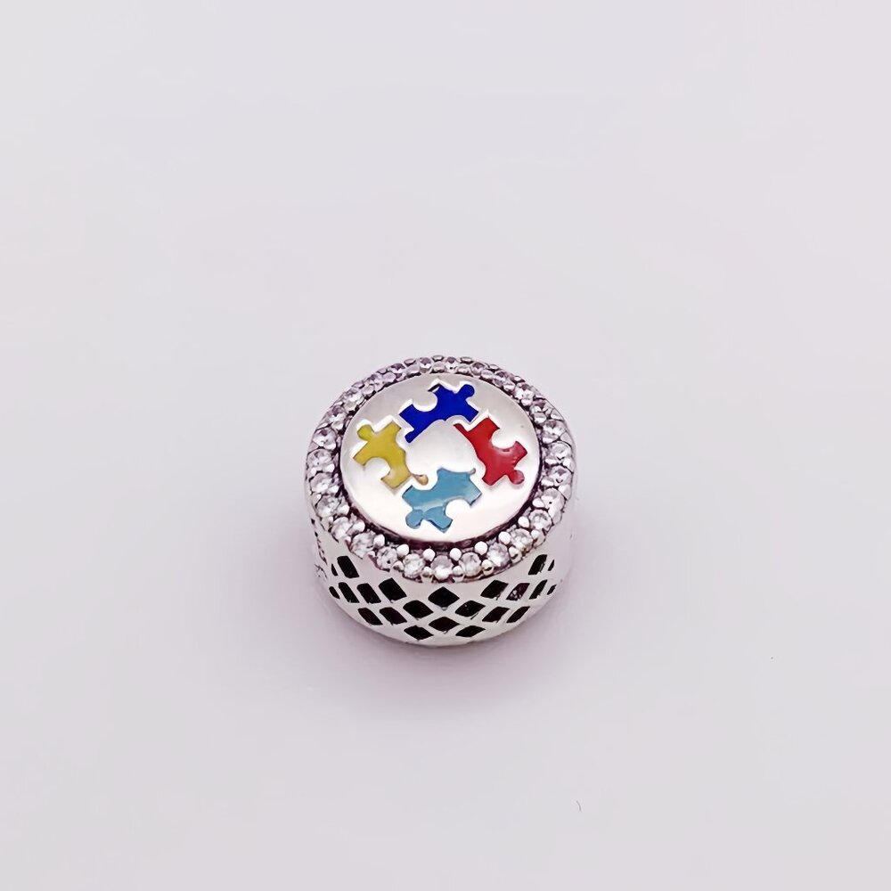 Pandora Autism Awareness Puzzle Charm Bead S925 Silver with box